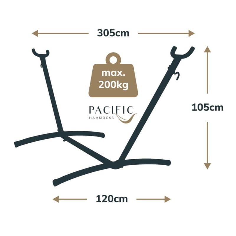 Pacific Hammocks Diagram 10ft Universal Steel Hammock Stand with dimensions