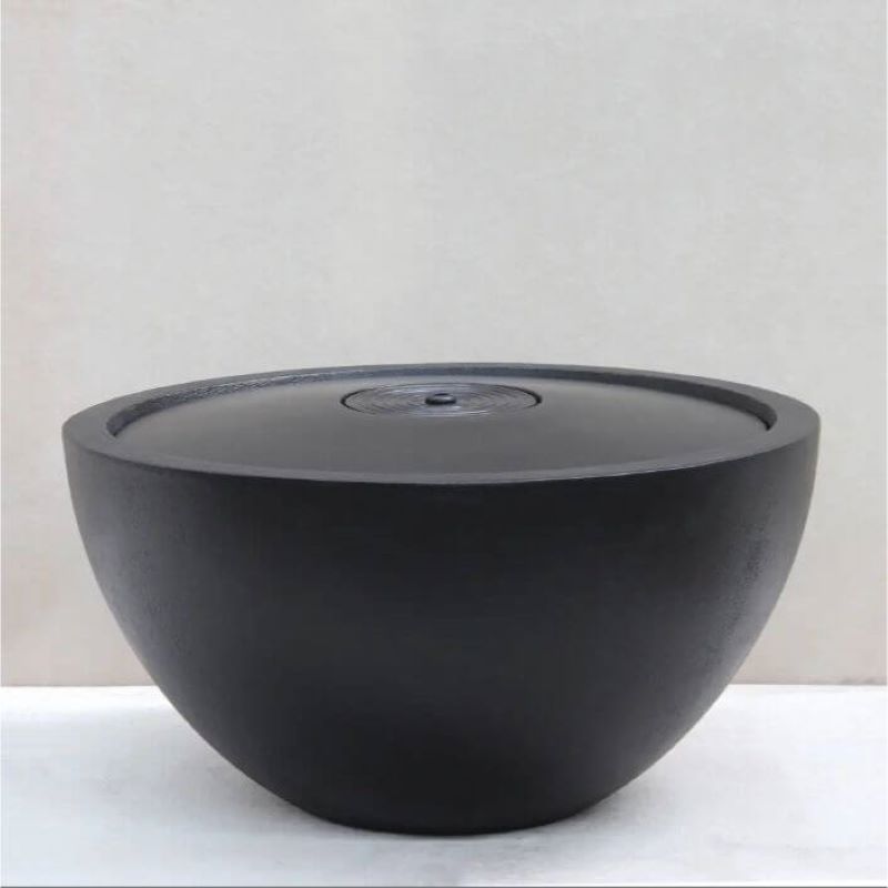 Pietro Stoneware Volcano Bowl Bubbler Fountain Black Mini