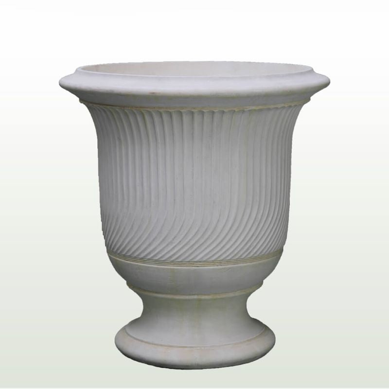 Pietro Stoneware Striated Anduze Style Urn Aged Limestone