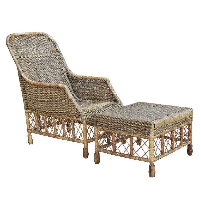 Plantation Lattice Chair With Ottoman