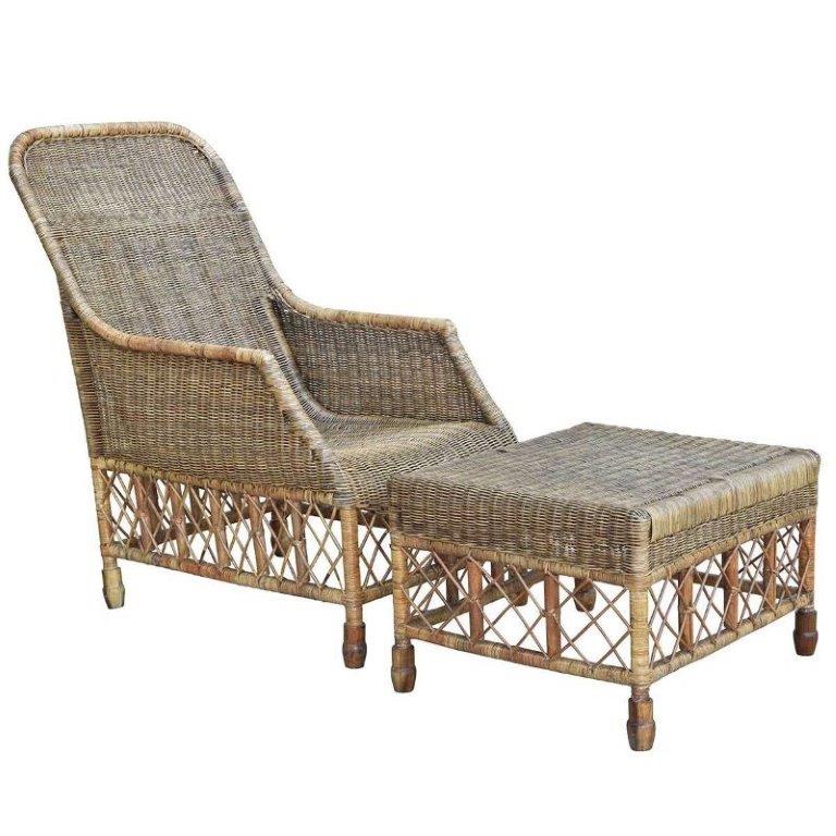 Plantation Lattice Ottoman displayed with Plantation Lattice Chair