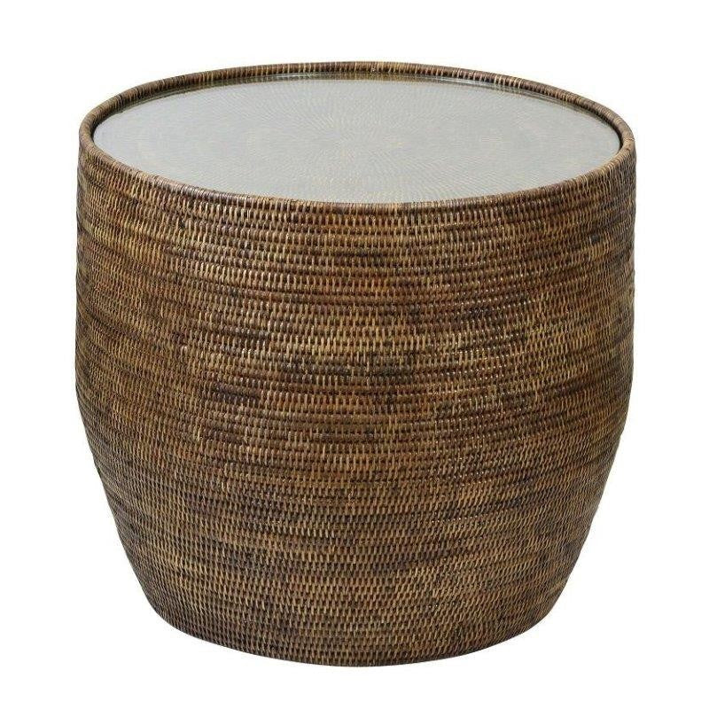Plantation Side Table With Glass
