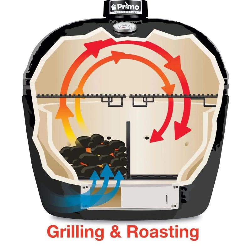 Primo Ceramic Grills Oval Junior Charcoal All-In-One Grill Roasting