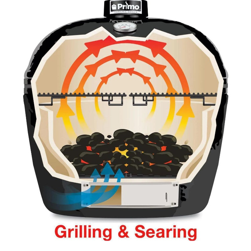 Primo Ceramic Grills Oval Large Charcoal All-In-One Grill Searing
