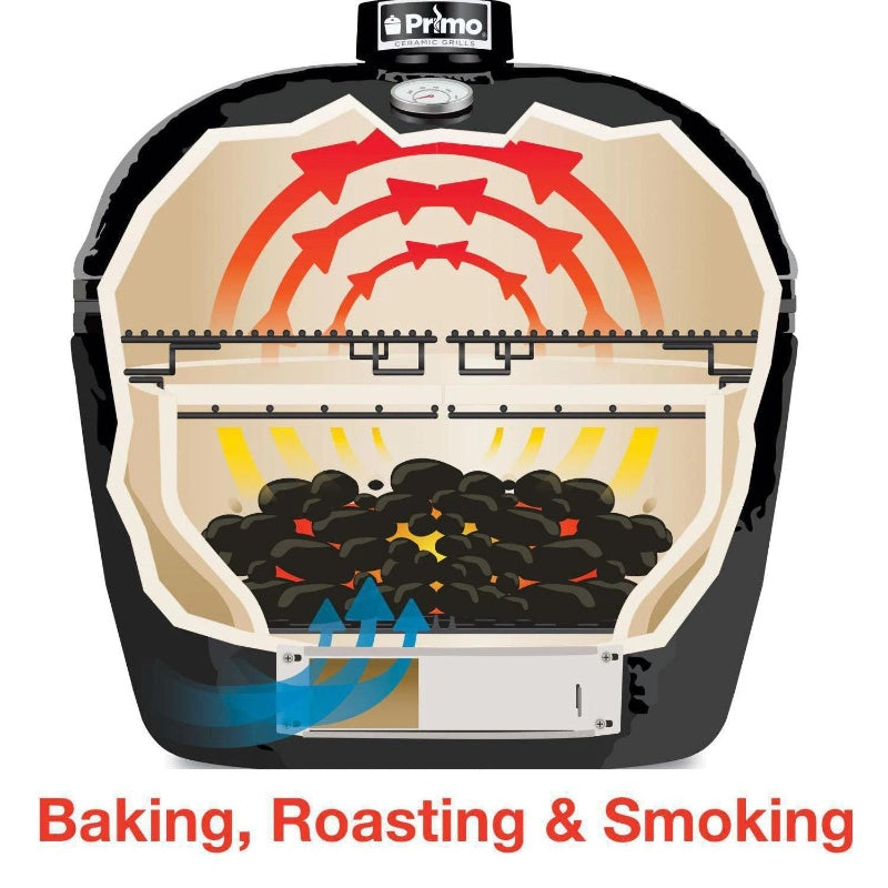Primo Ceramic Grills Oval X-Large Charcoal All-In-One Grill baking option