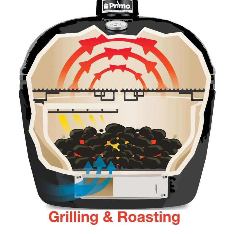 Primo Ceramic Grills Oval X-Large Charcoal All-In-One Grill Roasting