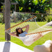 Resort King Polyester Rope Hammock Cream with Woman 