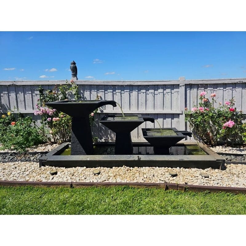 Three Tier Cascade Fountain Charcoal flower garden