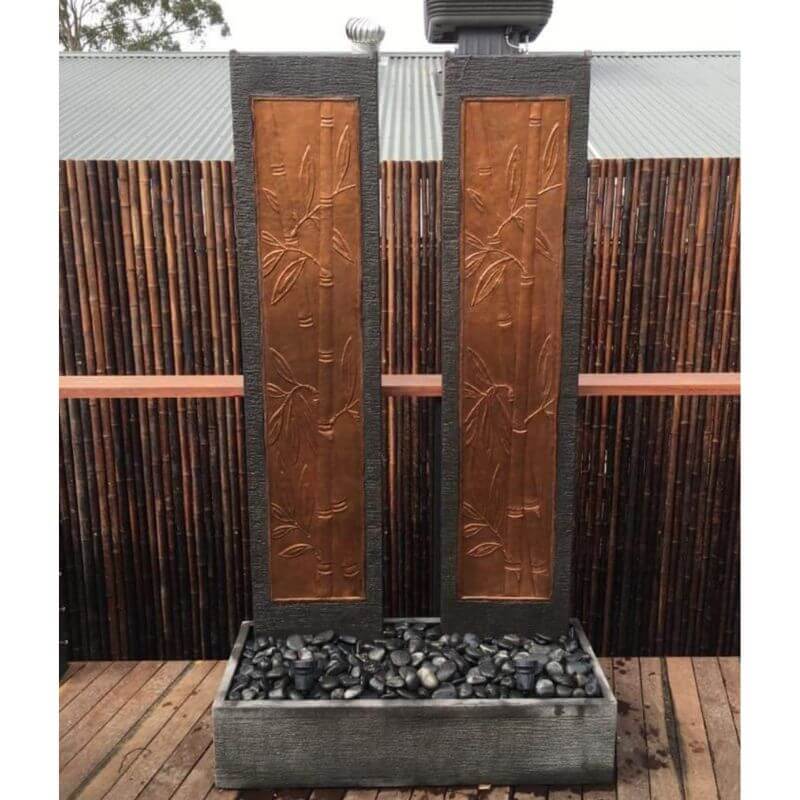 Twin Column Fountain rust in stone