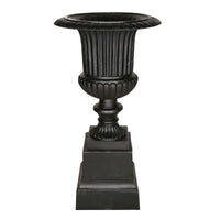Venetian Fluted Urn and Base 105cm black