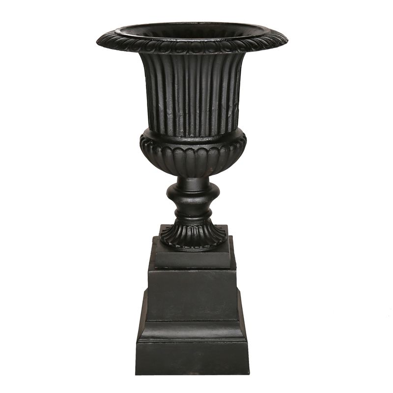 Venetian Fluted Urn and Base 105cm black