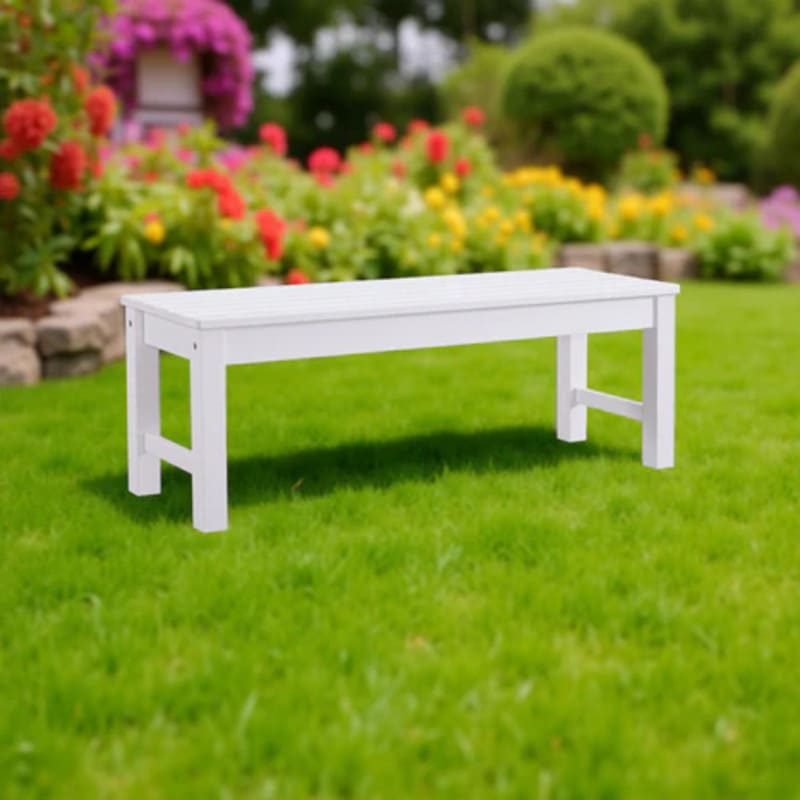 Winawood Backless Bench Seat-white bench in the garden