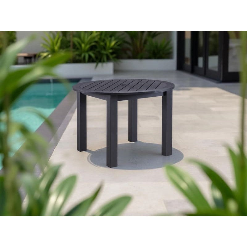 WINAWOOD Round Dining Table 1100mm Charcoal Grey Poolside