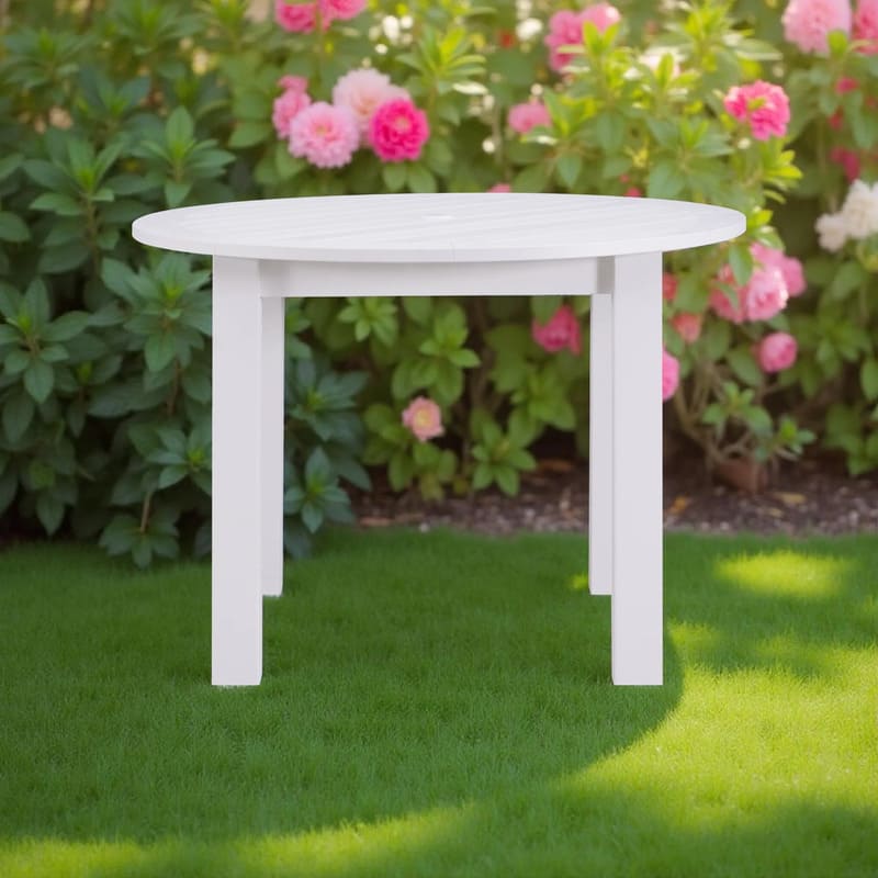 Winawood Round Dining Table- white dining table in the garden