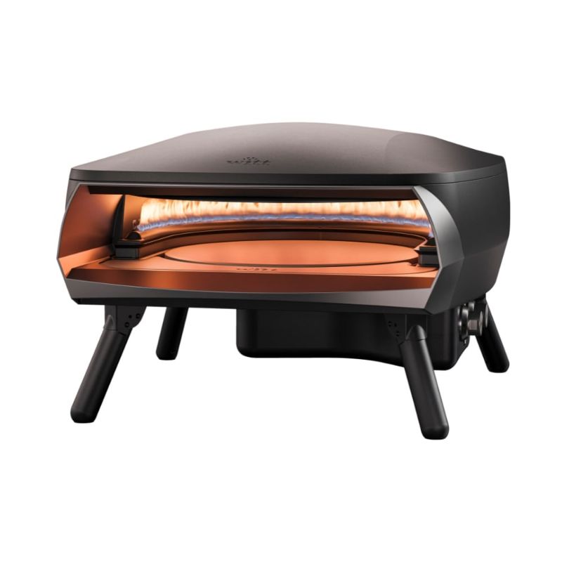 Witt Etna Rotante Gas Powered Pizza Oven with Twin Burner & Rotating Stone 16" - Black oven on a white bg