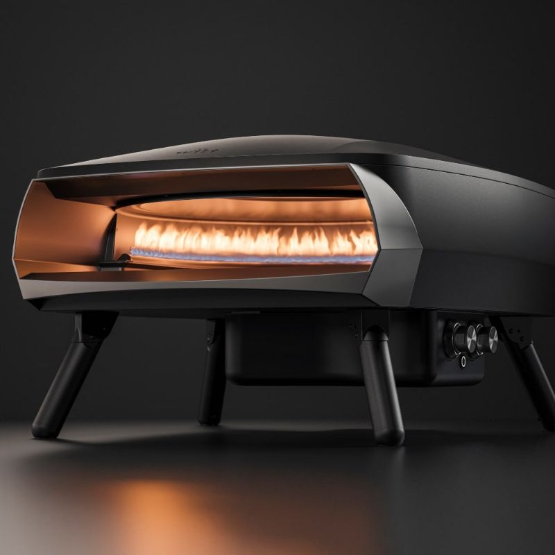 Witt Etna Rotante Gas Powered Pizza Oven with Twin Burner & Rotating Stone 16" - stone colour with oven on