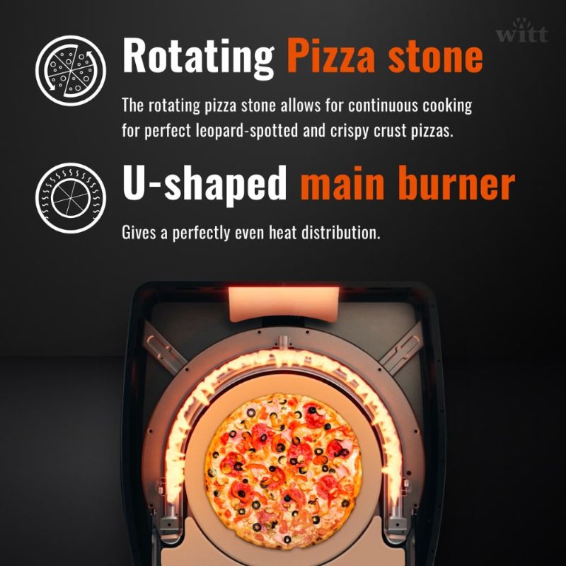 Witt Etna Rotante Gas Powered Pizza Oven with Twin Burner & Rotating Stone 16"