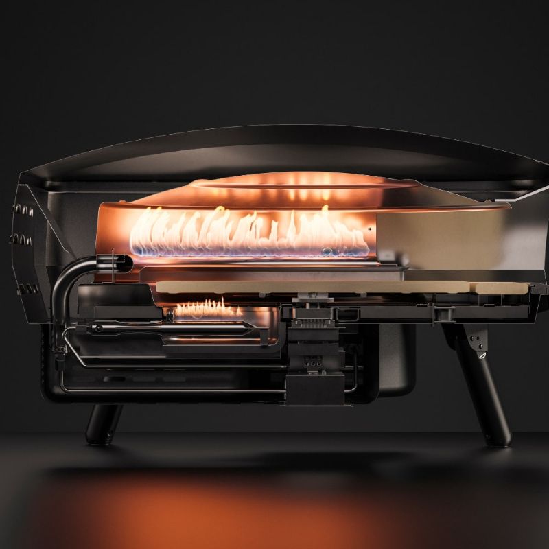 Witt Etna Rotante Gas Powered Pizza Oven with Twin Burner & Rotating Stone 16" - dissected working oven