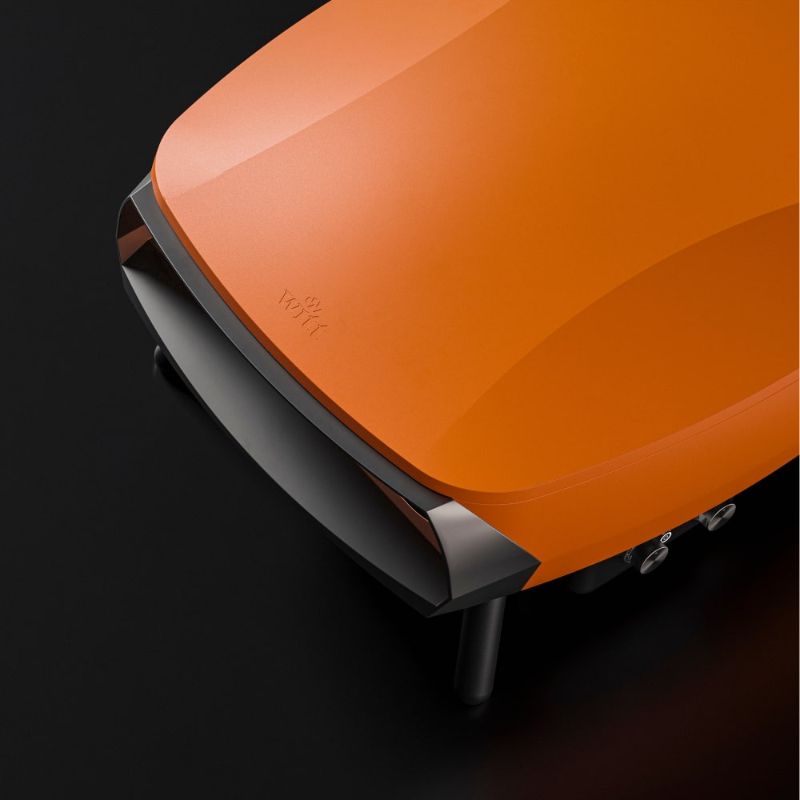 Witt Etna Rotante Gas Powered Pizza Oven with Twin Burner & Rotating Stone 16" - Top view of orange oven