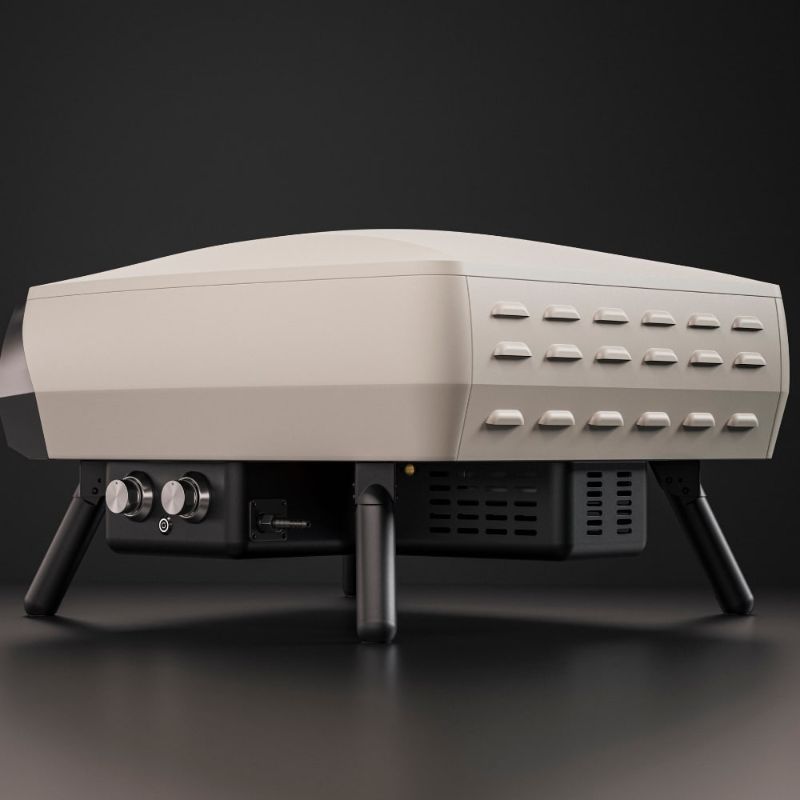 Witt Etna Rotante Gas Powered Pizza Oven with Twin Burner & Rotating Stone 16" - rear view of stone oven