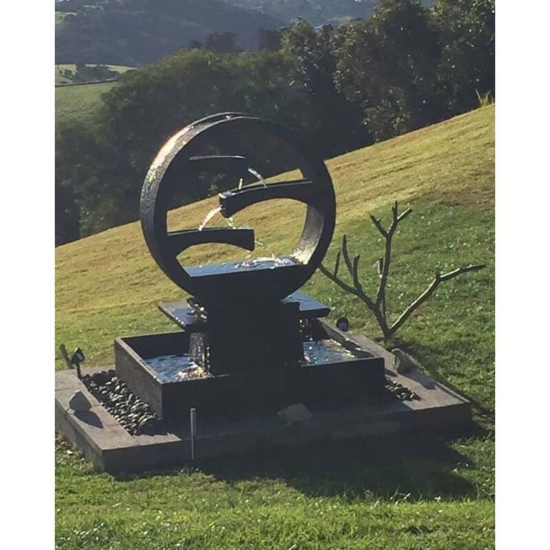 Wagon Wheel Fountain Large Charcoal at the greenery
