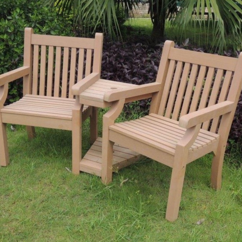 Winawood Sandwick Love Seat with Table - New Teak 