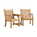Winawood Sandwick Love Seat with Table- New Teak on a white background.