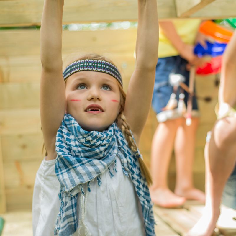 Wooden Climbing Cube with slide  Girl Playing
