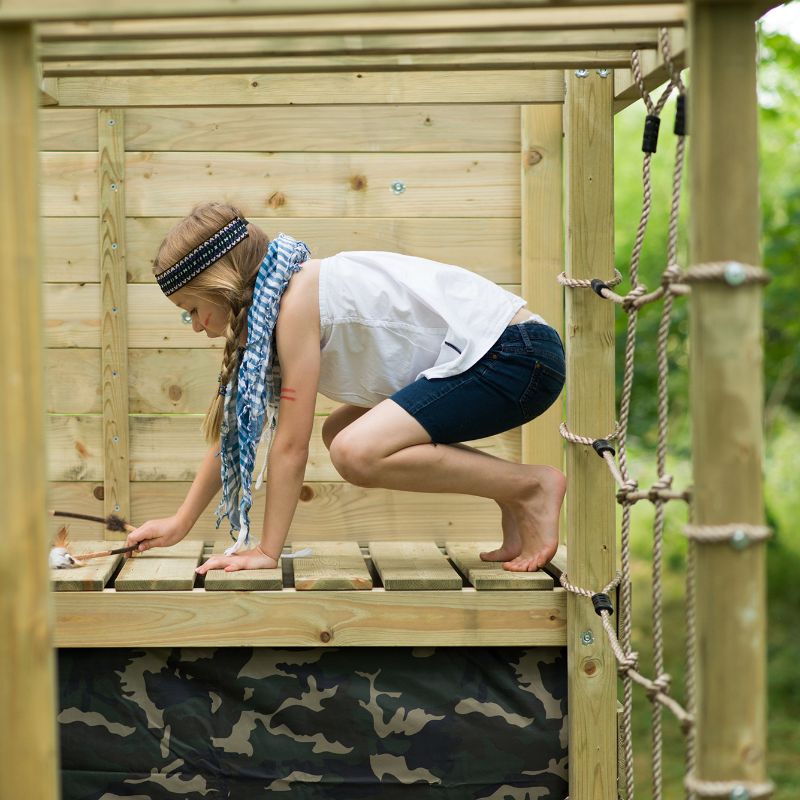 Wooden Climbing Cube with slide  Girl Playing on Top of the cube