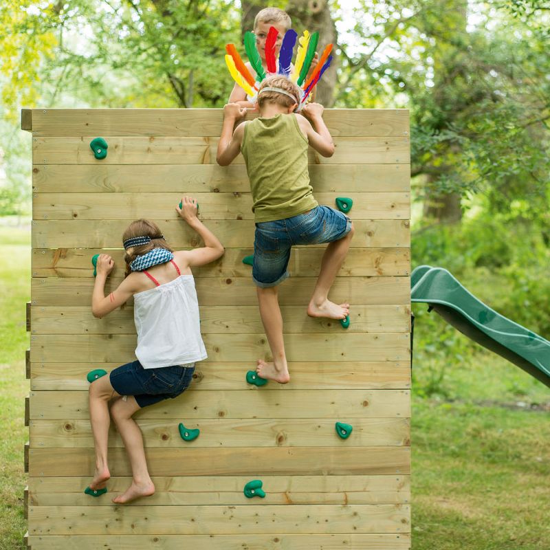 Wooden Climbing Cube with slide  kids climbing on the wall