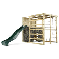 Wooden Climbing Cube with slide on White background
