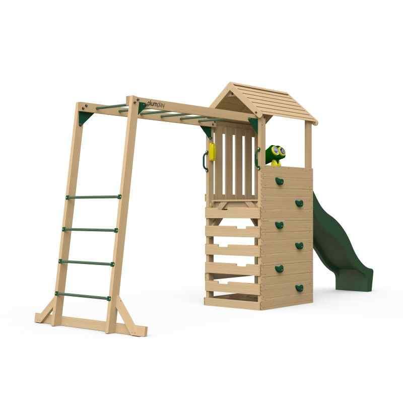Wooden Lookout Tower with Bards On White Background