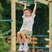 Kid hanging on the Monkwy bars