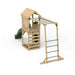 Wooden Lookout Tower with Bars Top back angle view on White Background