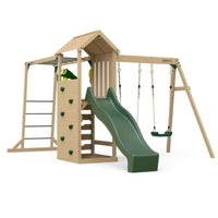 Wooden Lookout Tower with Swings on White  Background