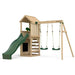 Wooden Lookout Tower with Swings Front Right Angle View on White Background