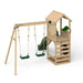 Wooden Lookout Tower with Swings Top back View on White Background